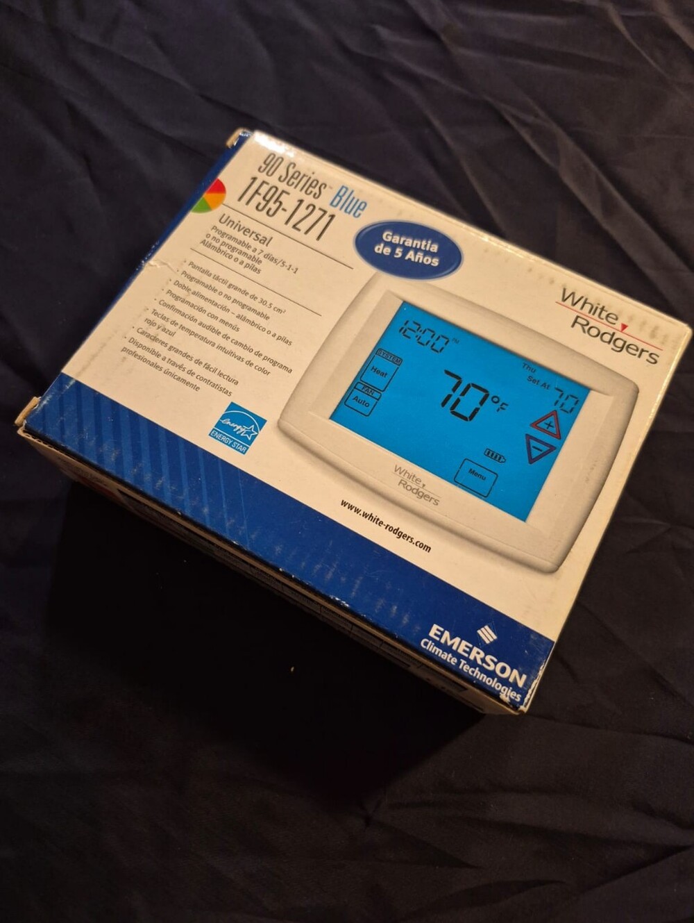 White-Rodgers 90 Series Blue Touchscreen Thermostat